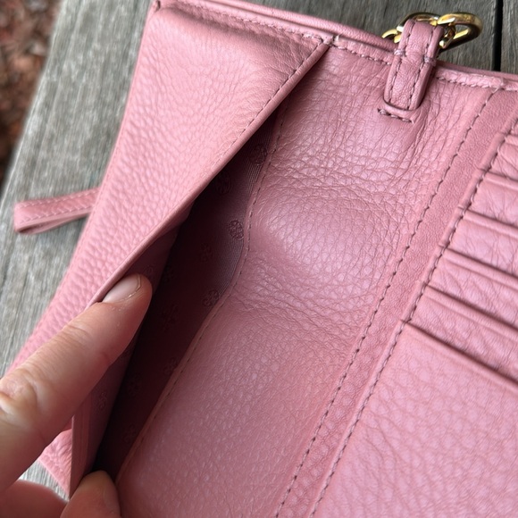 Tory Burch Rose w/Gold (Pink Magnolia Britten) Soft Leather Wallet/Wristlet - Picture 9 of 15